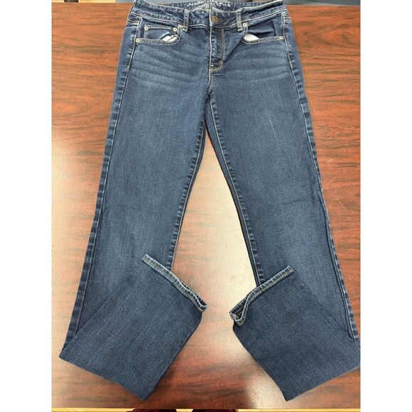 American Eagle Dark Wash Straight Leg Jeans Size 8 X-Long - Picture 1 of 8